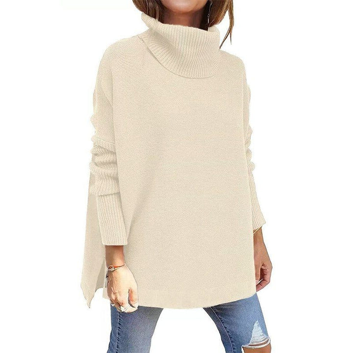 Women's Ribbed Knit Turtleneck Sweater Beige