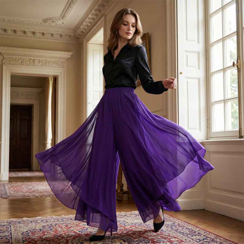 Women's Flowing Chiffon Palazzo Trousers