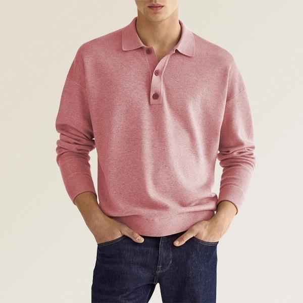 Men's Long Sleeve Polo Shirt Light Pink