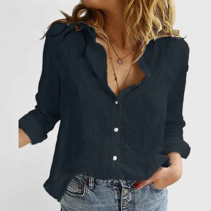 Women's Relaxed Button-Up Blouse Black