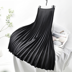 Womens Pleated Satin Skirt Black Eén maat