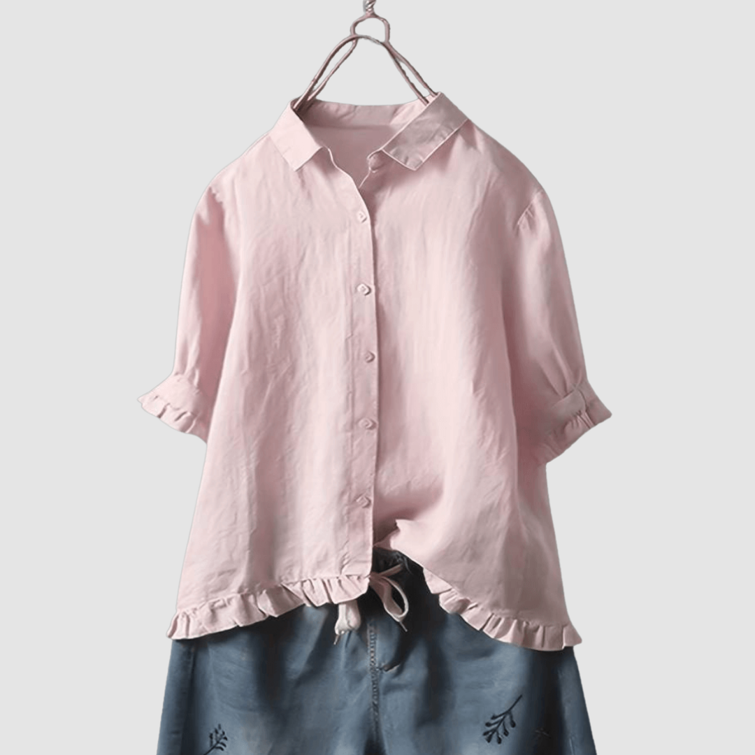 Women's Airy Season-Spanning Blouse for Effortless Style Pink