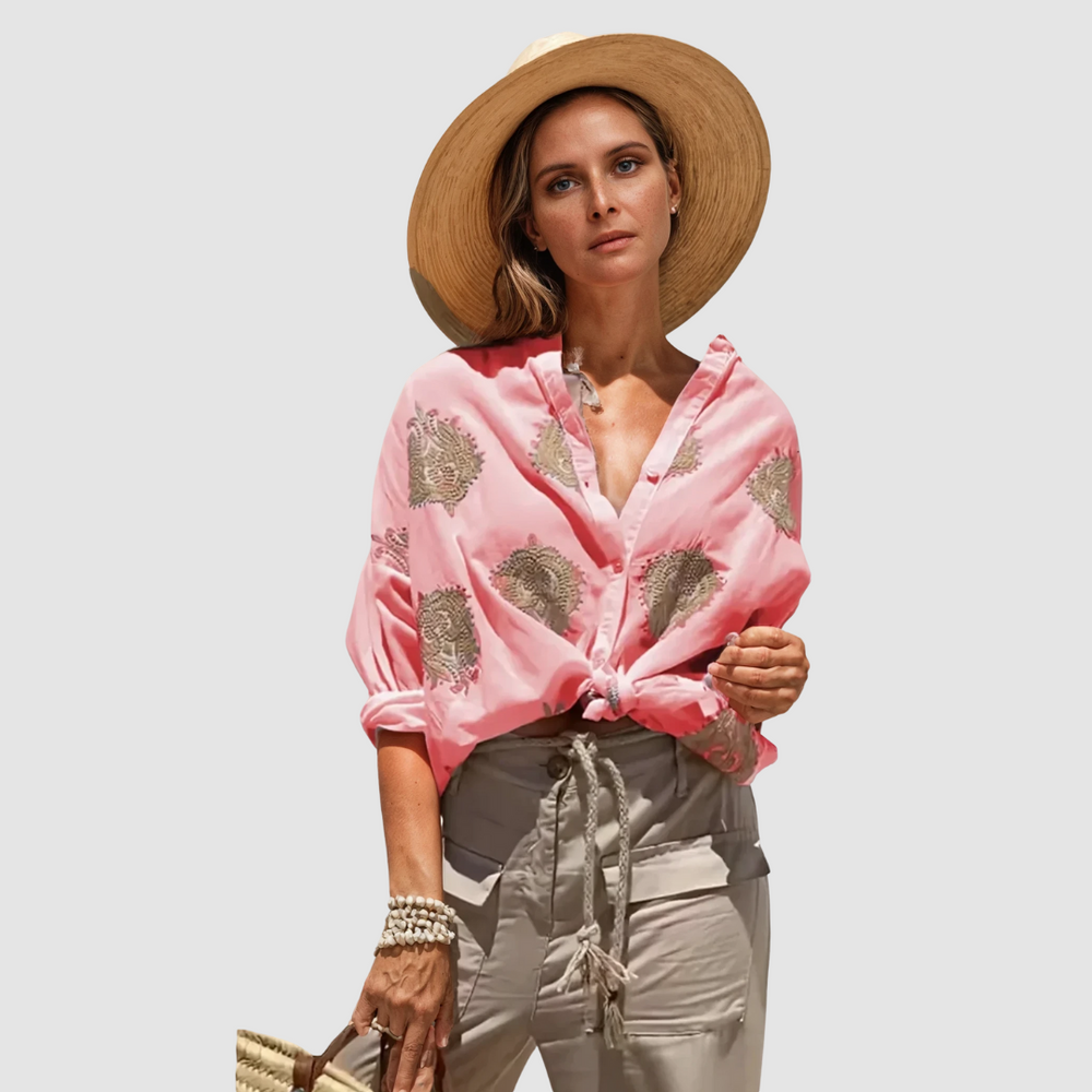 Women's Sunlit Effortless Elegance Blouse Scarlet Red