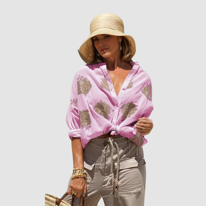 Women's Sunlit Effortless Elegance Blouse Coral Pink