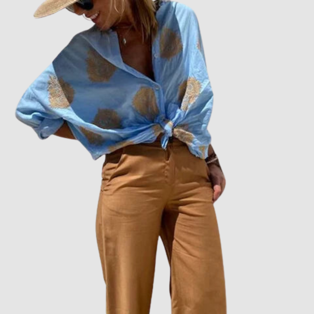 Women's Sunlit Effortless Elegance Blouse Ocean Blue