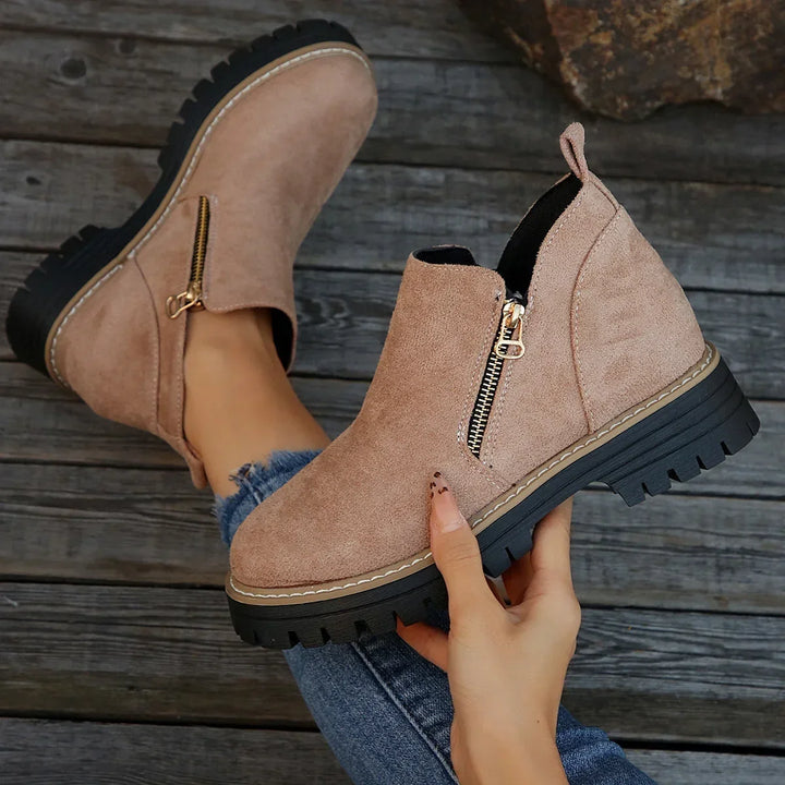 Women's Waterproof Non-Slip Side Zip Ankle Boots Pink
