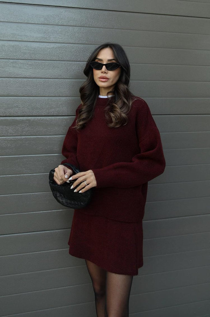 Violet | Women's Knitted Top and Skirt Set