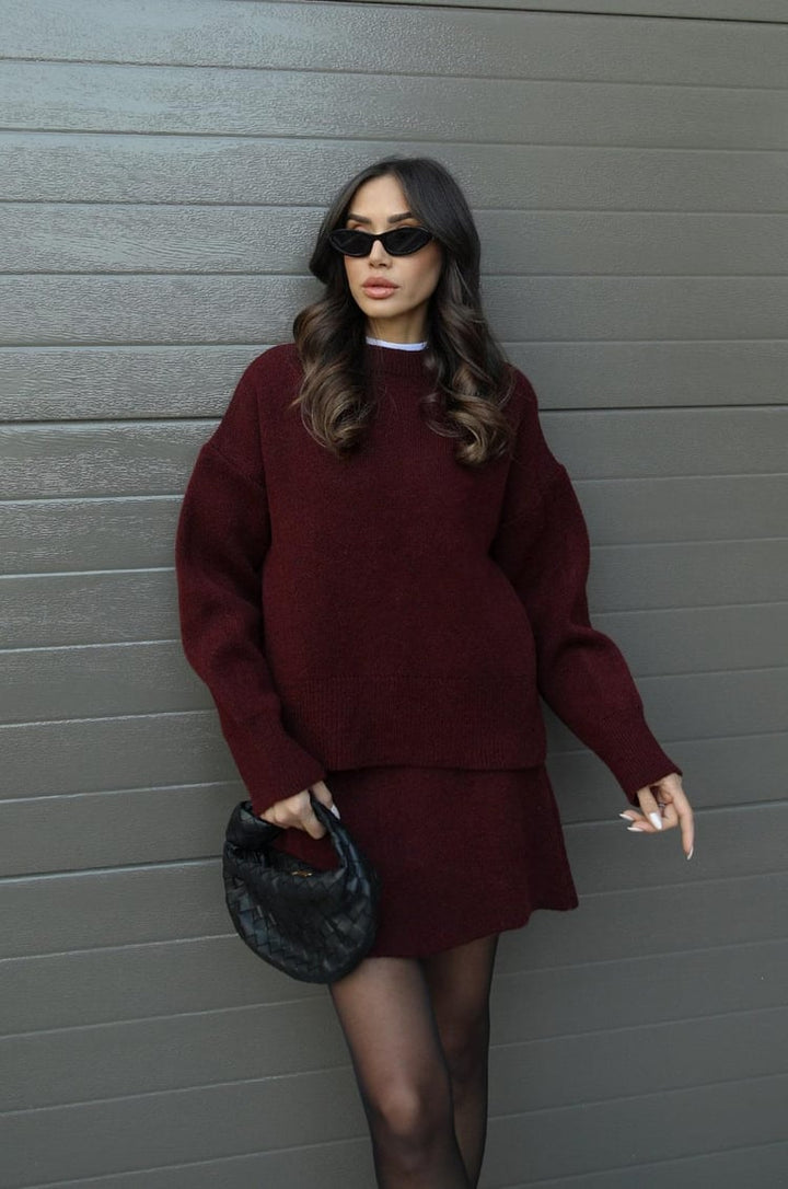 Violet | Women's Knitted Top and Skirt Set