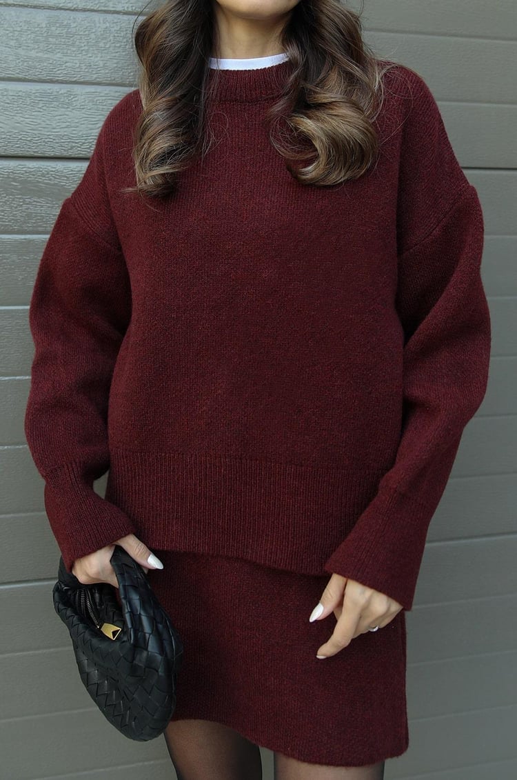 Violet | Women's Knitted Top and Skirt Set