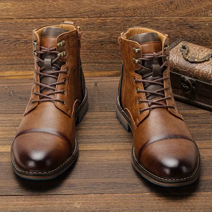 Men's Laced Winter Boots with Side Zipper