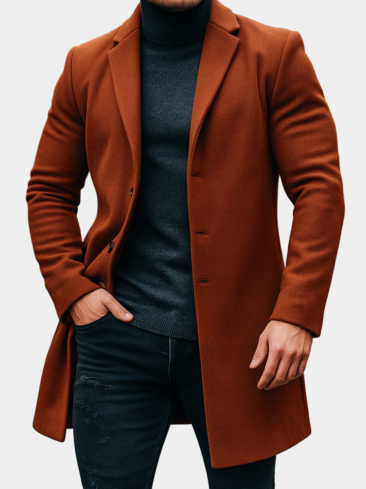 Men's Tailored Wool Overcoat Brown