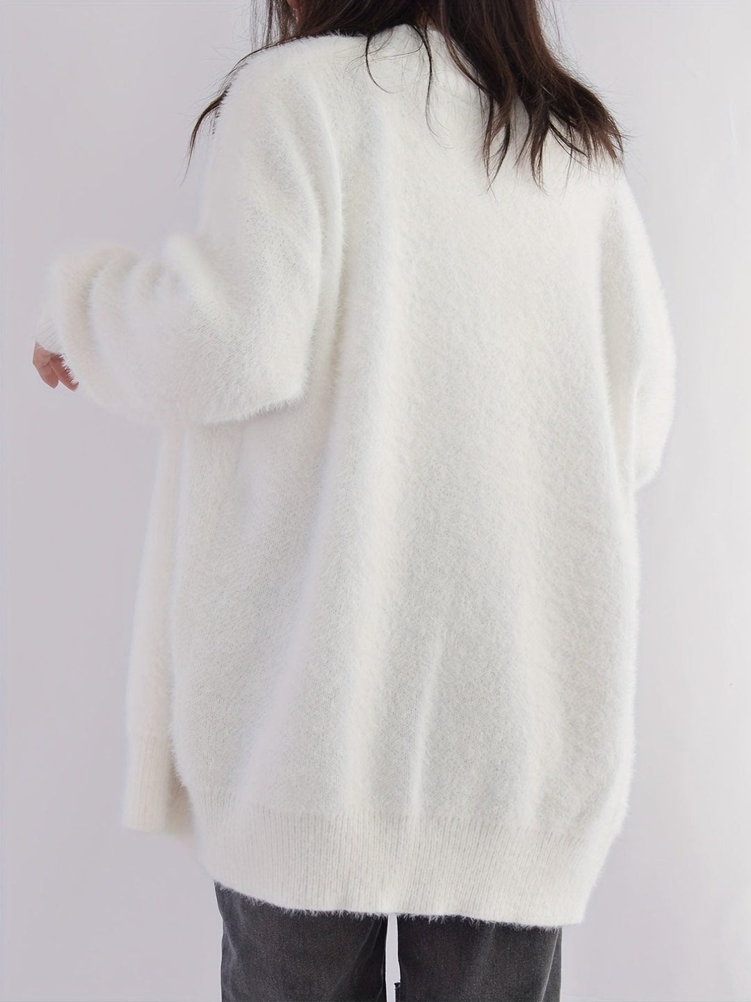 Women's Fluffy Longline Cardigan for Cozy Comfort