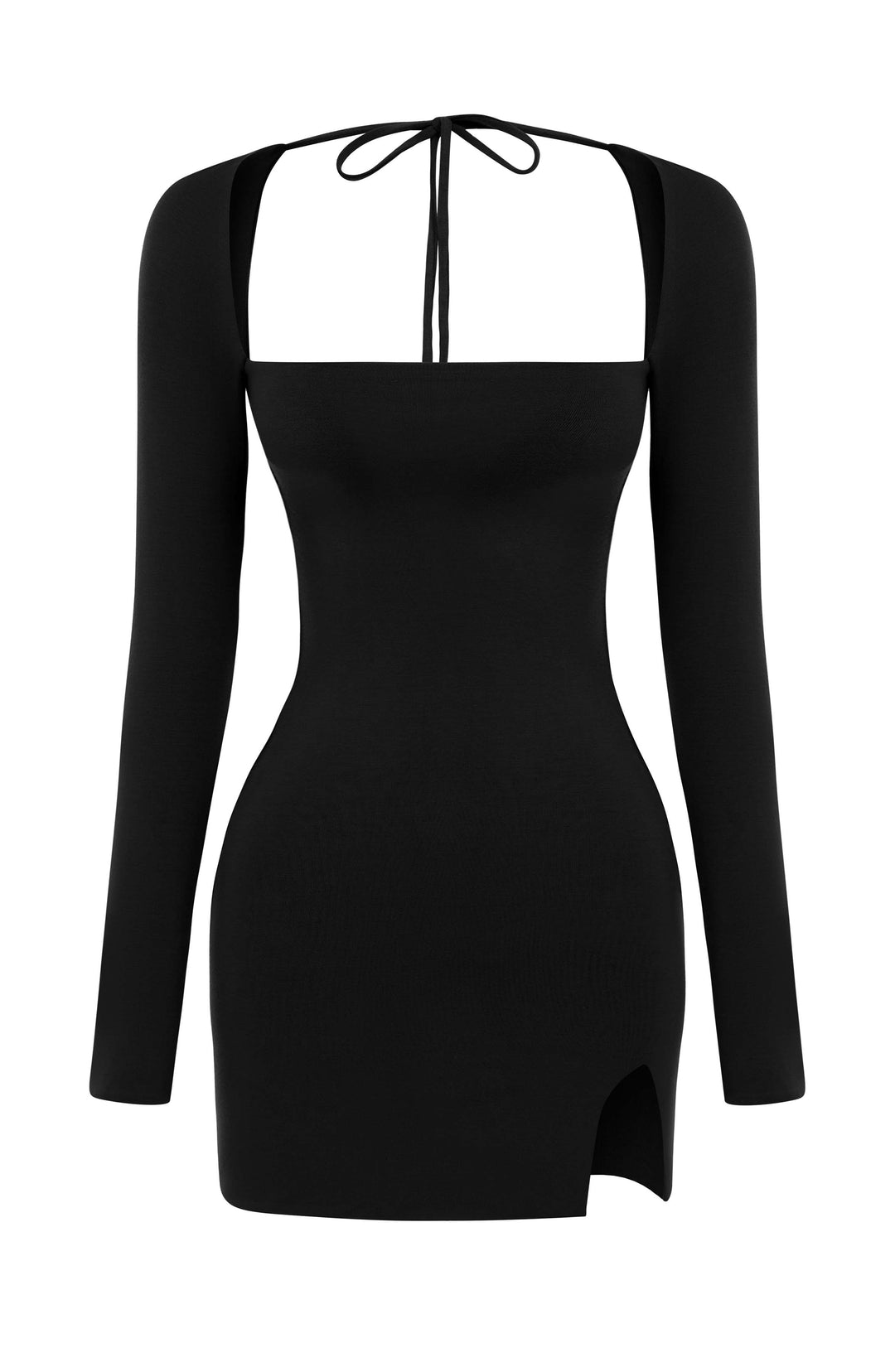Belle | Women's Elegant Black Mini Dress with Square Neckline