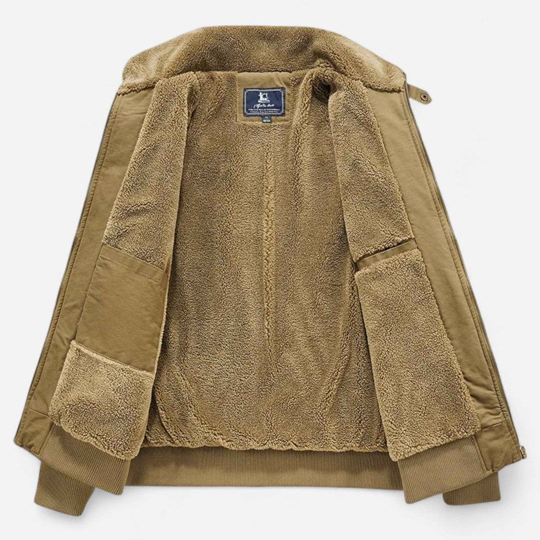 Men's Relaxed Fit Bomber Jacket with Lined Ribbed Cuffs