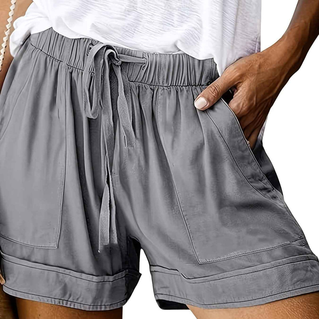 Women's Relaxed Drawstring Shorts for Comfort Light Grey