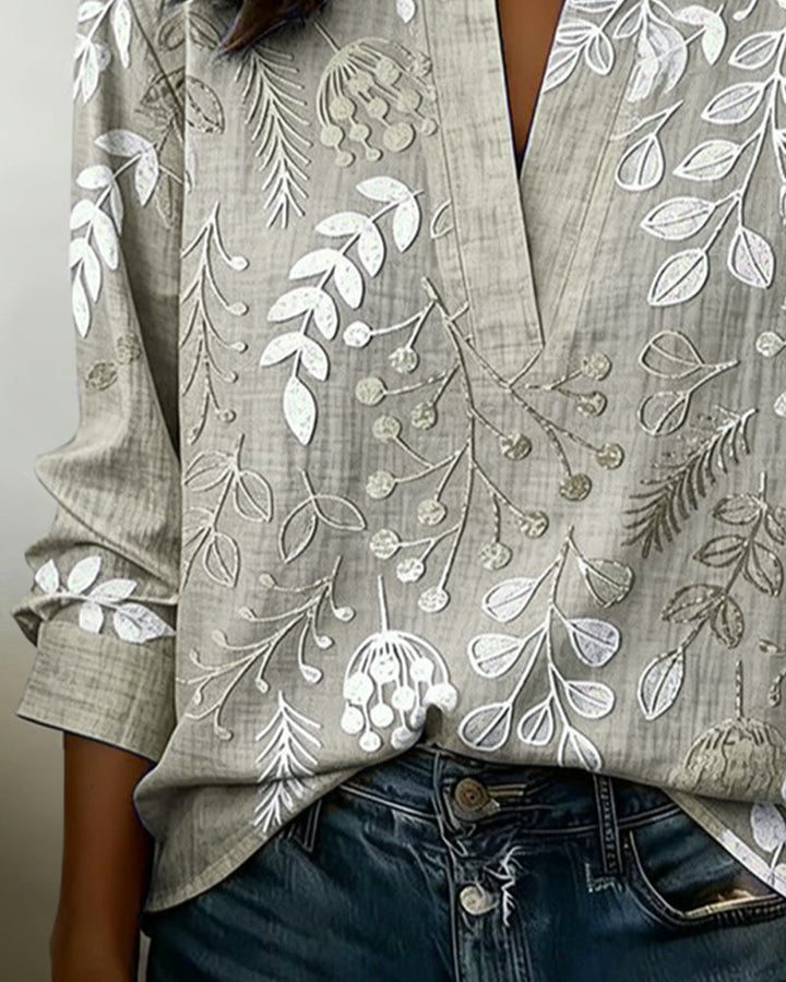 Women's Soft Touch Floral V-Neck Blouse in Pastel Colors