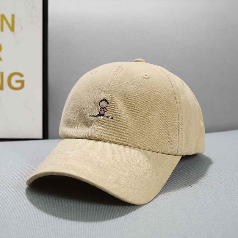 Face Displayed Small Letters Sun Visor Baseball Cap Yoga style khaki adjustable