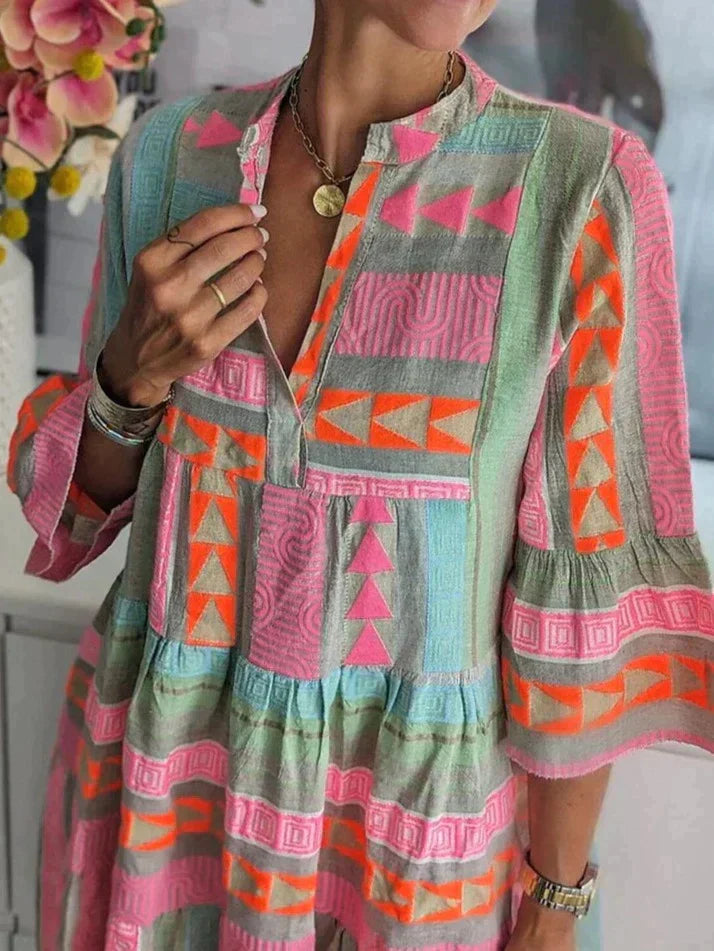 Daisy | Women's Elegant Midi Dress with Puff Sleeves