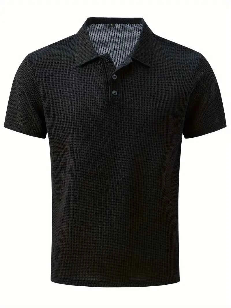 Men's Cotton Blend Polo Shirt - Short Sleeve - Breathable Casual Fit Black