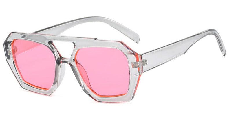 Meave | Women's Trendy Sunglasses Transparent with pink lenses