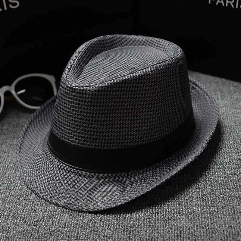British Houndstooth Sun Hats for Men - Stylish European & American Outdoor Fashion Houndstooth Iron Grey 58cm