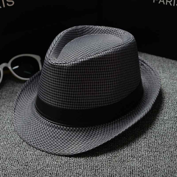 British Houndstooth Sun Hats for Men - Stylish European & American Outdoor Fashion Houndstooth Iron Grey 58cm