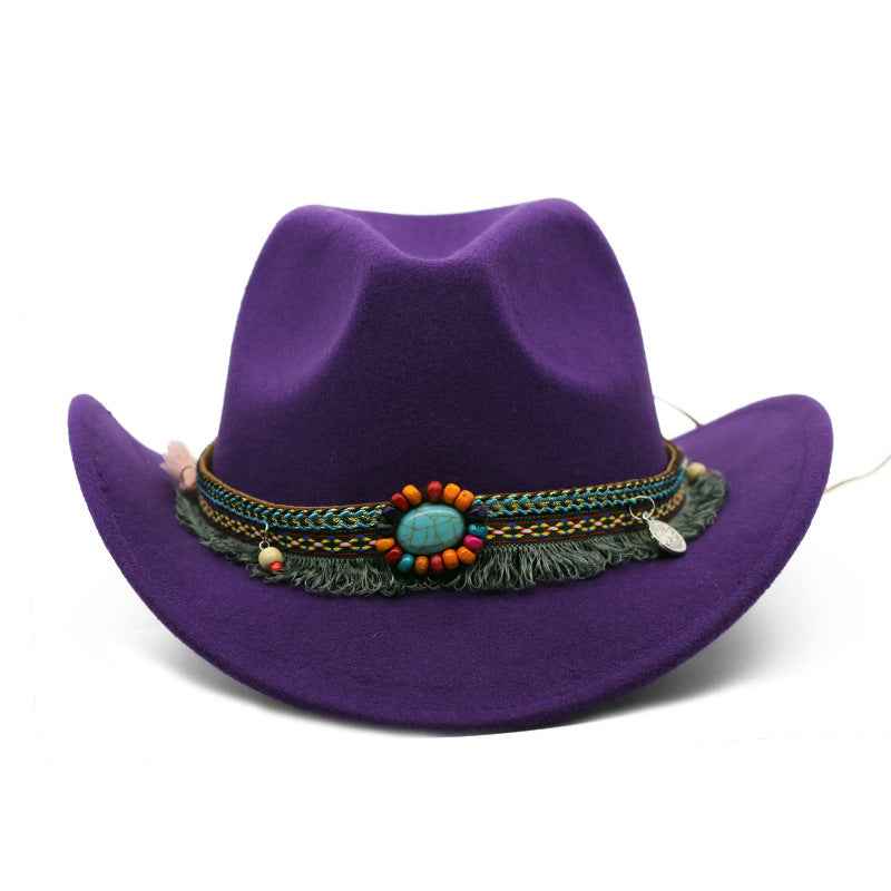 Cowboy Hats for Men & Women - Stylish Curled Felt for Riding Adventures Purple