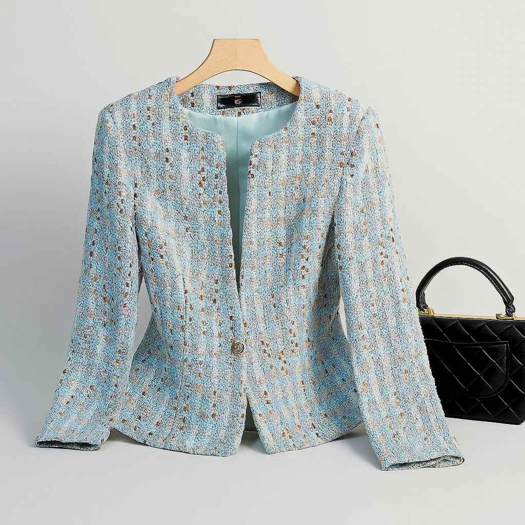 Women's Tweed Pearl Single Button Blazer