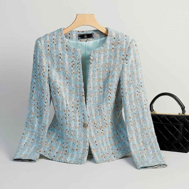 Women's Tweed Pearl Single Button Blazer