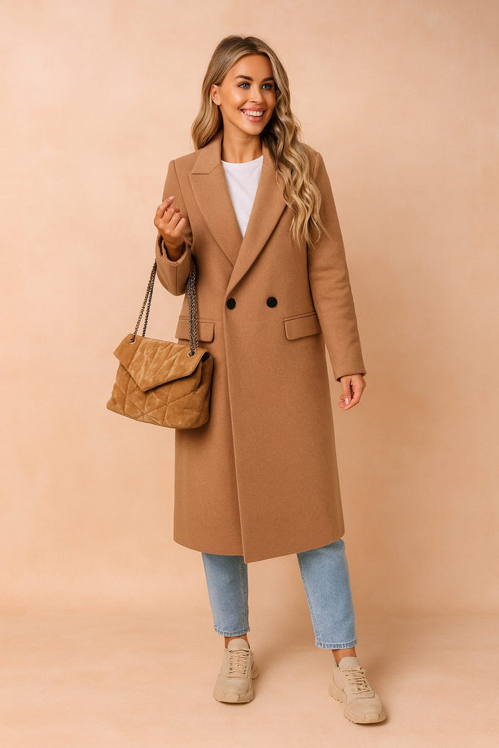 Women's Double-Breasted Longline Blazer Brown