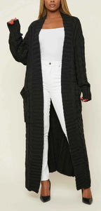 Women's Open Front Long Cardigan Black