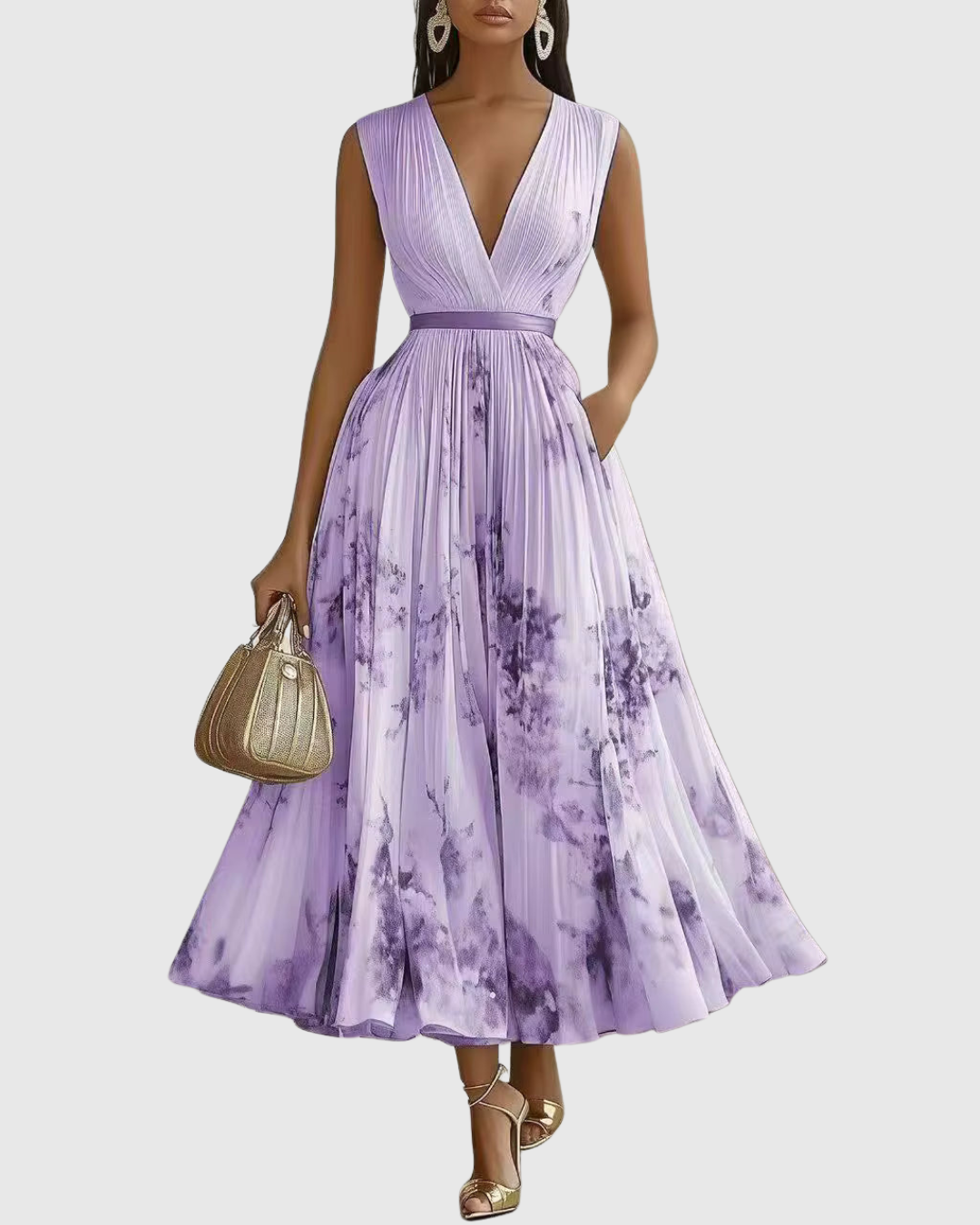 Carla | Women's Sleeveless A-Line Midi Dress Purple