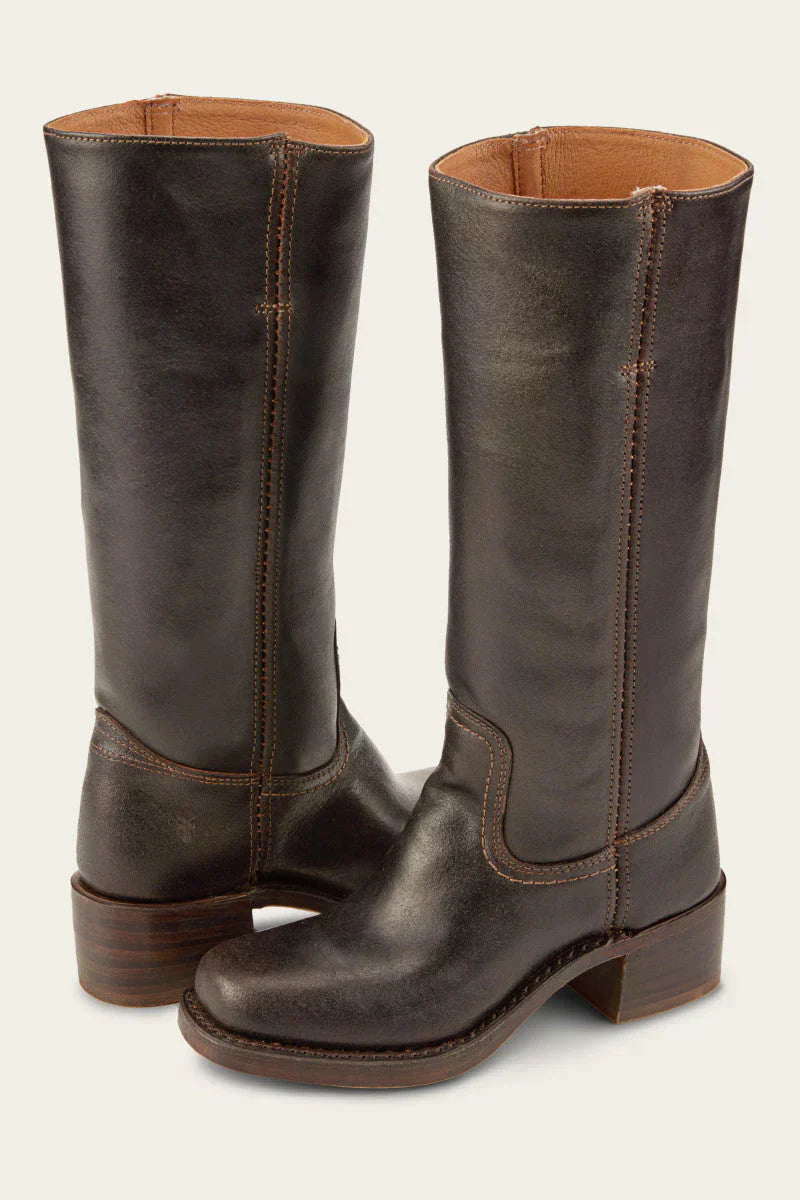 Women's Mid Calf Block Heel Boots with Stitch Detail