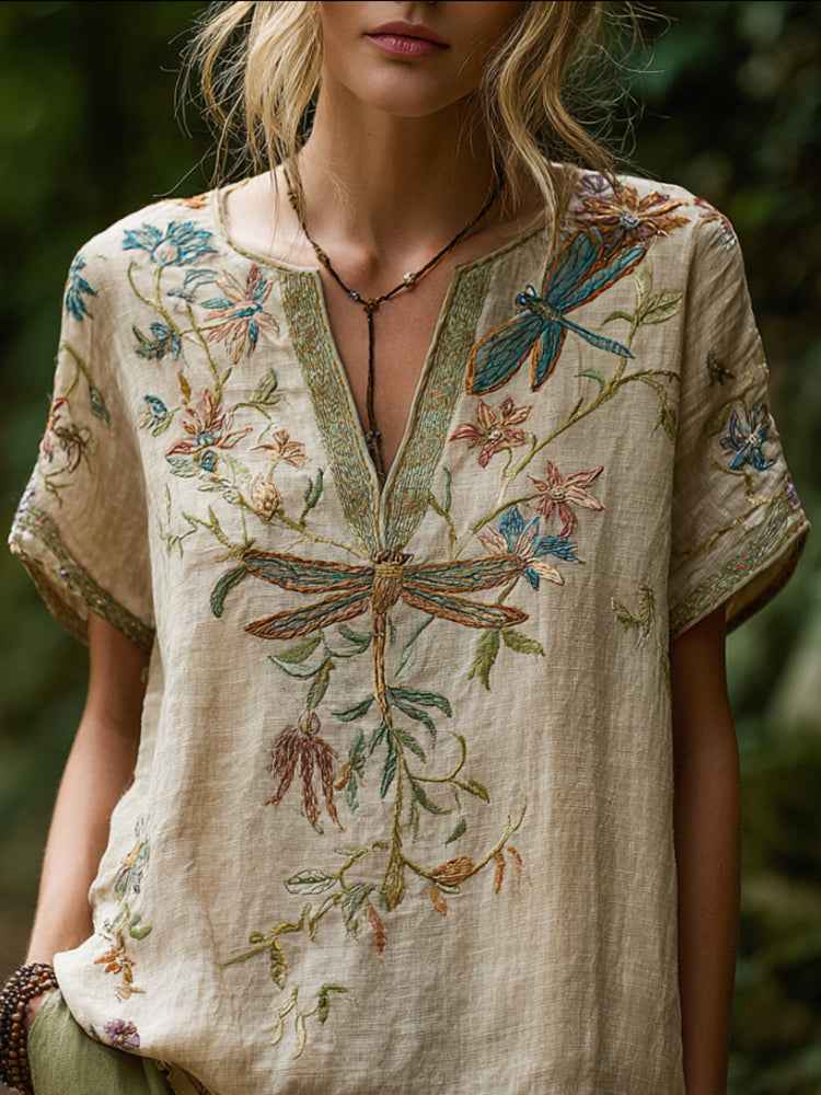 Women's Artful Statement Blouse Beige