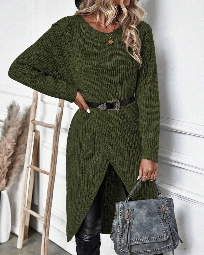 Women's Oversized Ribbed Knit Long Cardigan Green