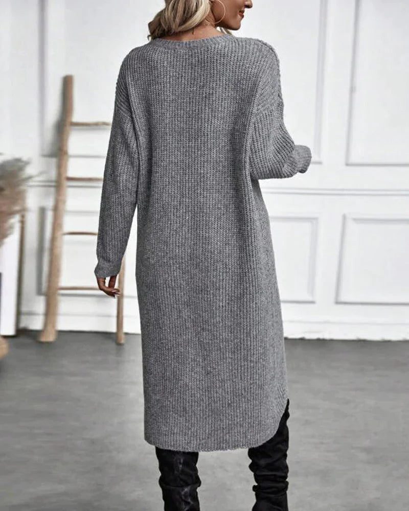 Women's Oversized Ribbed Knit Long Cardigan