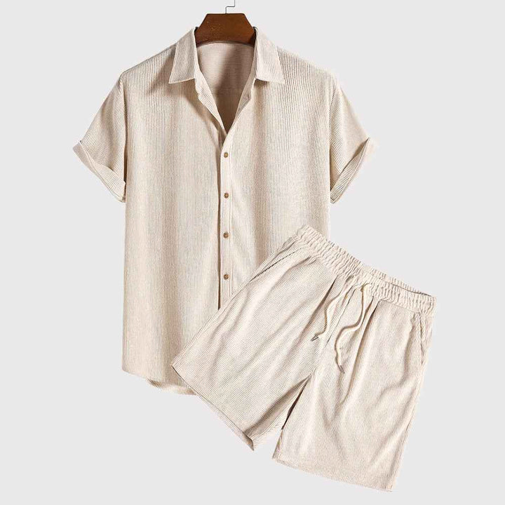 Men's Casual Two-Piece Suit Ensemble Beige