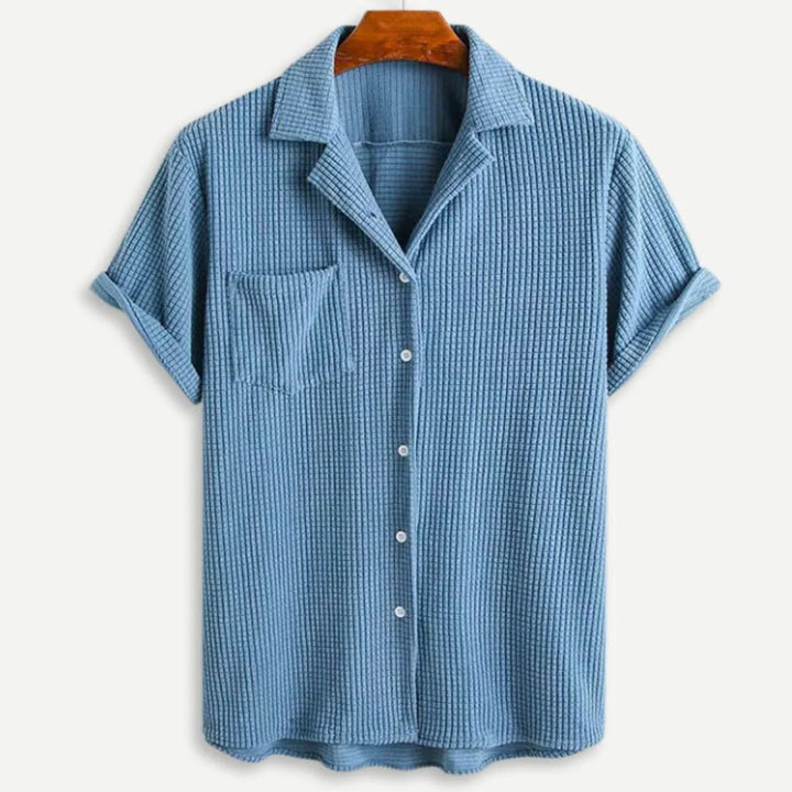 Men's Casual Waffle Knit Shirt Light Blue