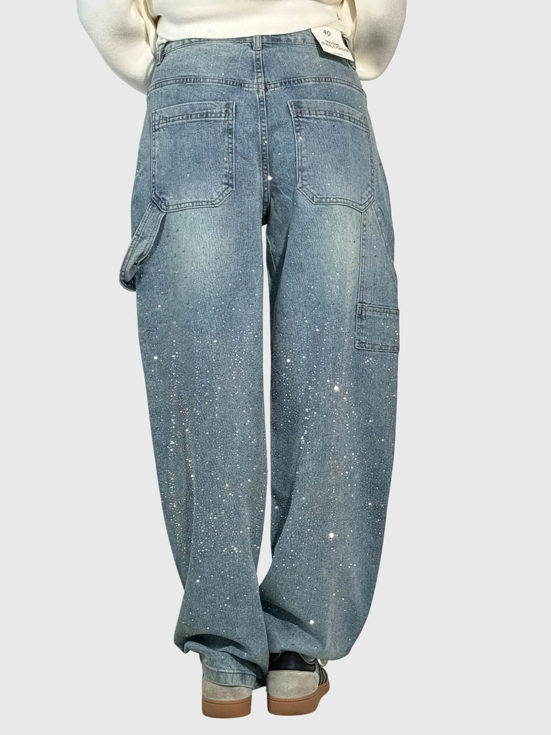 Women's Sparkle Diamond Denim Pants Light Blue