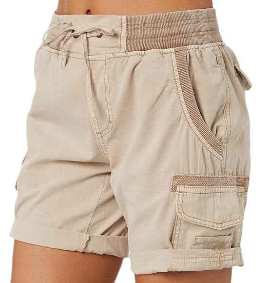 Women's Casual High-Waisted Utility Shorts Khaki