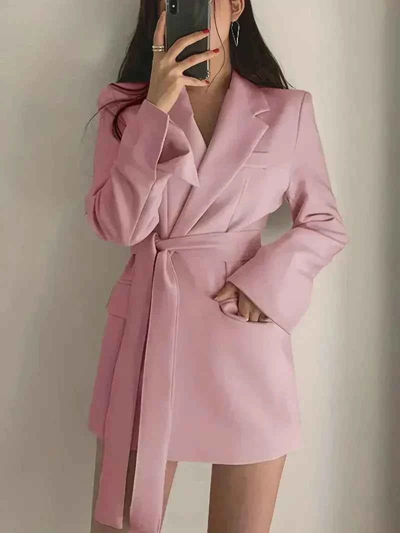 Women's Elegant Short Blazer Dress Pink