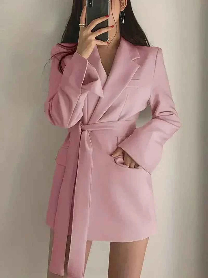 Women's Elegant Short Blazer Dress Pink