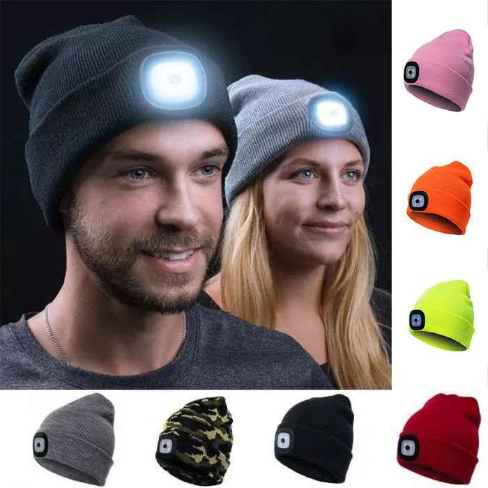 BrightBeam LED Knit Hat - Light-Up Knitted Beanie with Button Cell Power