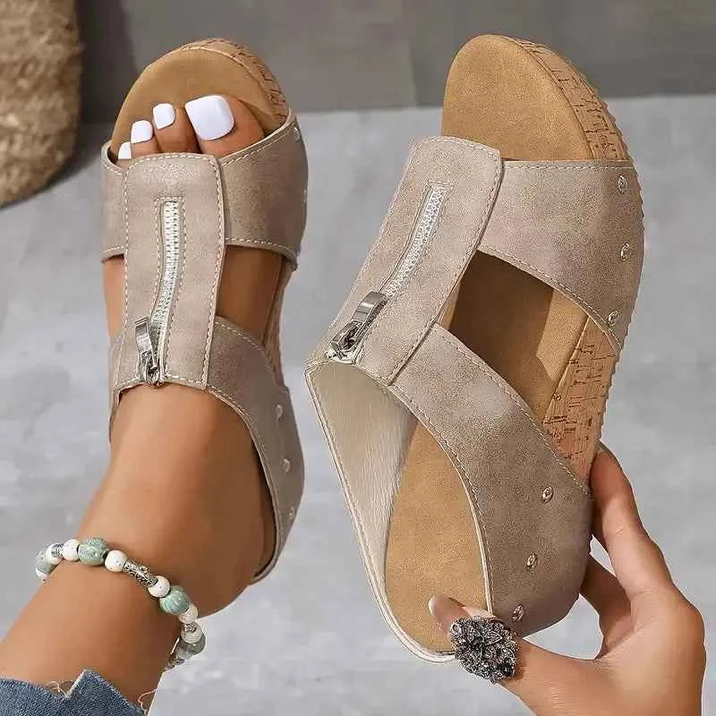 Remy | Women's Orthopedic Arch Support Wedge Sandals Beige