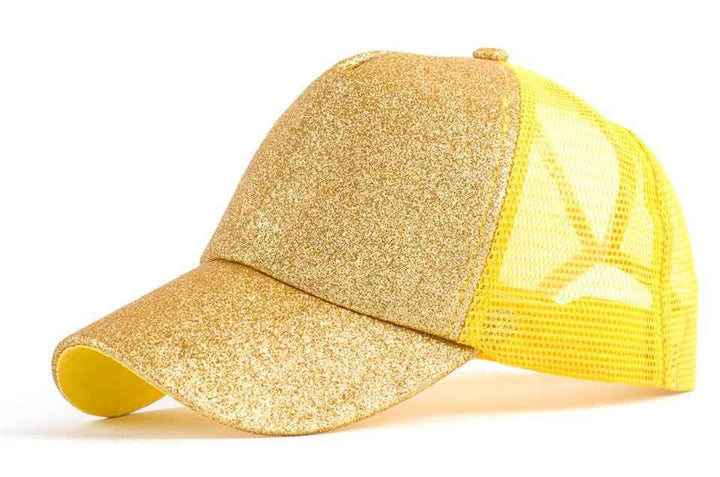 Baseball-Caps Ponytail Snapback Sequins Hip-Hop-Hat Yellow