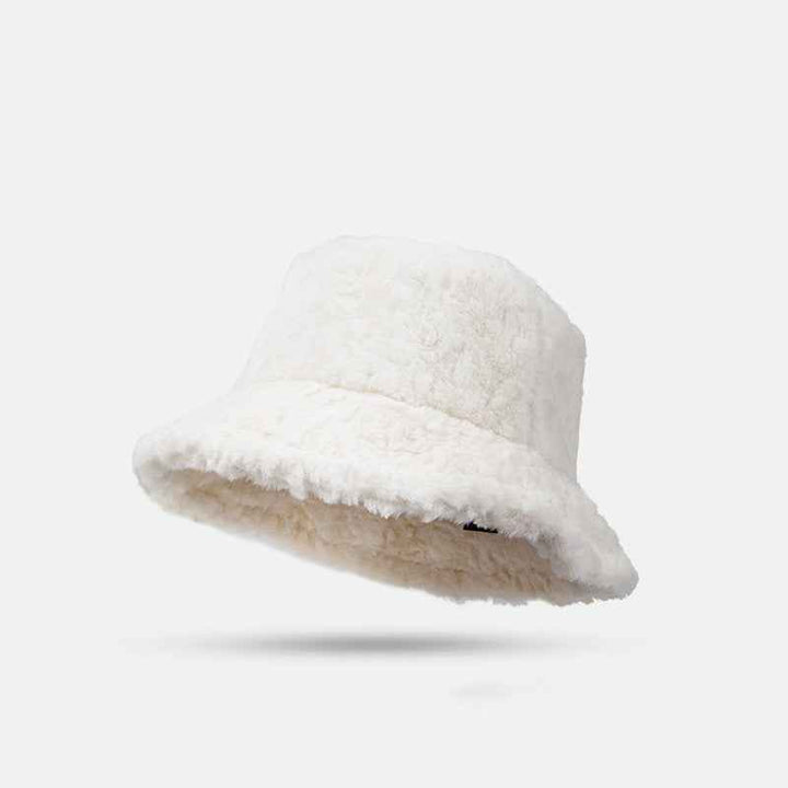Lambswool Fisherman Hat Winter Warm Fashionable Solid Color Hats For Women White