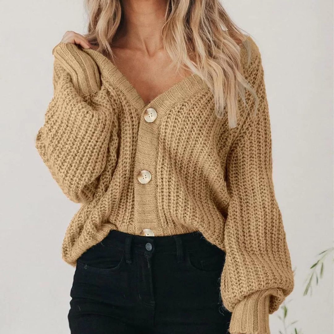 Women's Chunky Knit Button-Front Cardigan