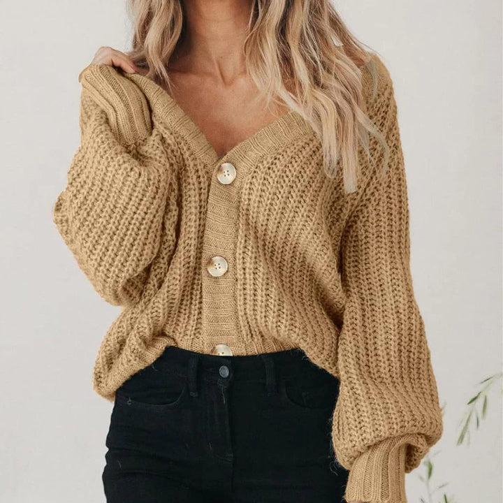 Women's Chunky Knit Button-Front Cardigan