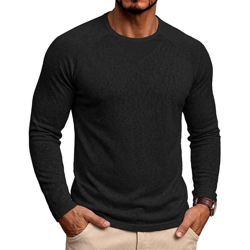 Men's Raglan Sleeve Crew Neck Sweatshirt Black