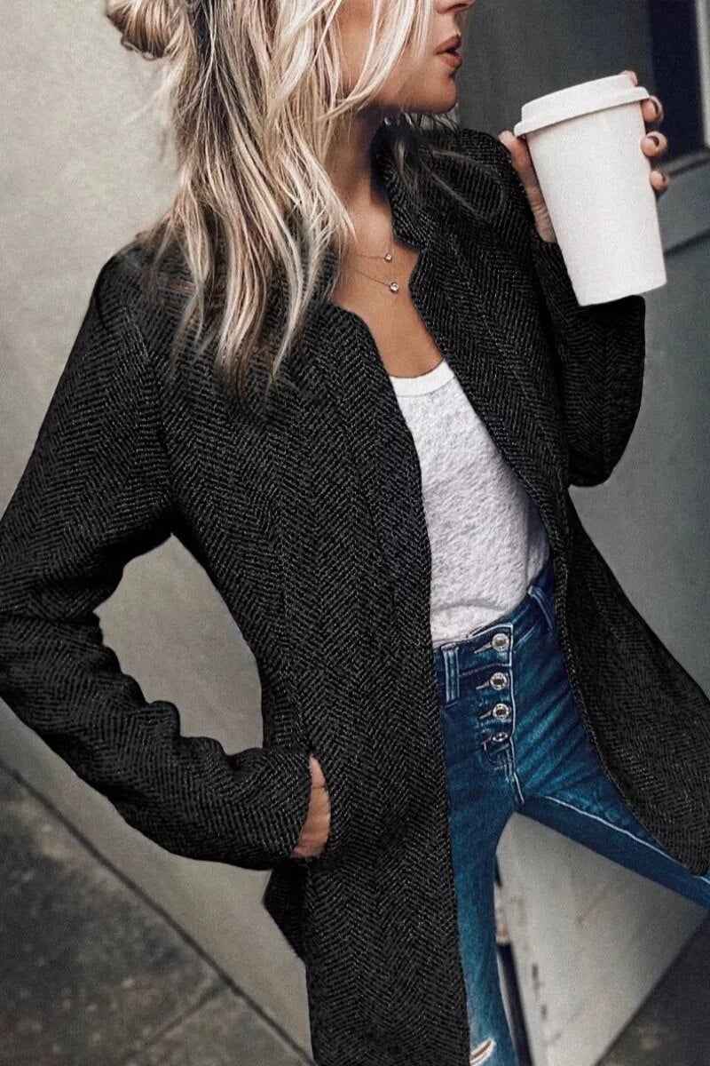 Women's Chic Tweed Blazer Black